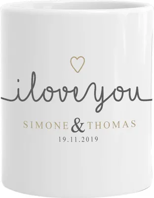 Produktbild von personalisierte Kaffeetasse I love you Tasse individuelle Liebesgeschenke mit Namen und Datum anpassbar SpecialMe® weiß Keramik-Tasse