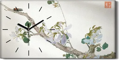 Produktbild von Wandkunst Leinwand Bild Uhr Geräuschlos Kunstdruck 60x30 Insekten und Blumen - schwarze Hände