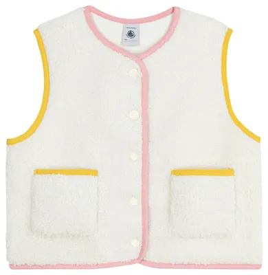Imagen del producto de Chaqueta infantil de la marca Pe Bateau, confeccionada en sherpa, sin mangas, de color liso, talla 3 años, color crema