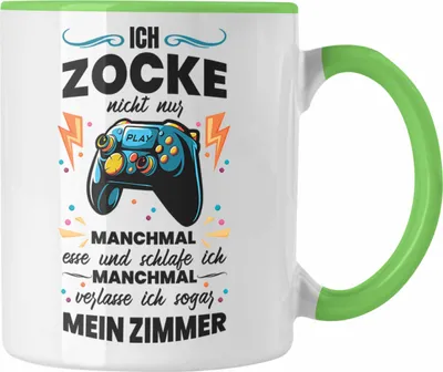 Produktbild von Trendation - Lustige Gamer Tasse Ich Zocke Nicht Nur Geschenk Zocker Lustiger Spruch Geschenkidee Jungs (Grün)