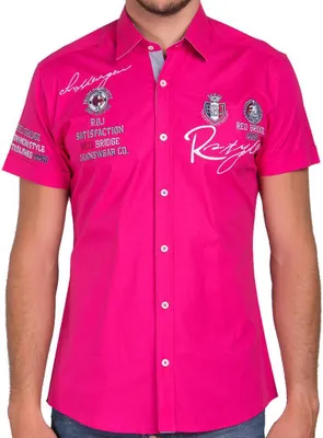 Produktbild von Red Bridge Herren R-Style Design Slim Fit kurzarm Hemd fuchsia S
