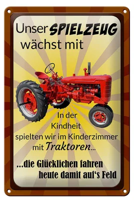 Produktbild von Blechschild Spruch 20x30cm Spielzeug wächst mit Traktor
