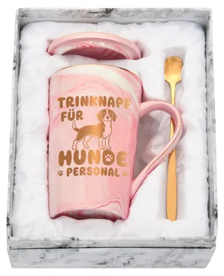 Produktbild von Keramische Hundetasse, 400 ml, mit Deckel und Löffel