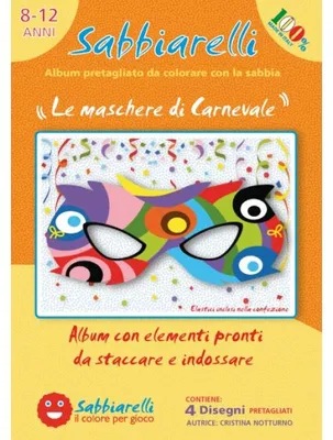 Zdjęcie produktu dla Album do malowania piaskiem "Sabbiarelli" - Maseczki karnawałowe, 4 sztuki, kreatywna zabawka