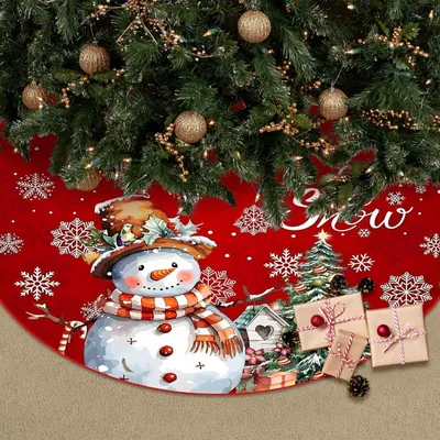 Weihnachtsbaumdecke, Plüsch, rund, 120 cm, rot