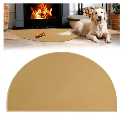 Produktbild von Feuerfeste Kaminmatte, 100 x 60 cm, Halbrunde Unterlage für Kaminofen