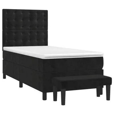 Produktbild von vidaXL Boxspringbett mit Matratze Schwarz 90x200 cm Samt