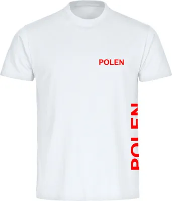 Produktbild von multifanshop Herren T-Shirt - Polen - Brust & Seite, weiß, Größe M