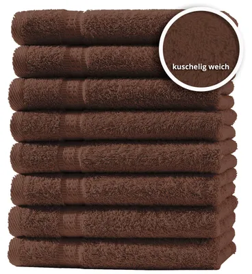 Produktbild von 8er Set Gästetücher Handtücher Duschtücher Badetücher Frottee 100% Baumwolle, Farbe:Braun, Größe:Gästetücher 30x50 cm
