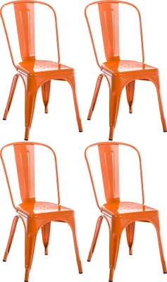 Produktbild von CLP 4er Set Stapelstühle Benedikt stapelbar Rückenlehnen Metall bis 200 kg belastbar orange