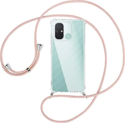 Produktbild von Handykette Backcover-Schutzhülle mit Band (Metall silberfarben) für Xiaomi Redmi 12C (6.71'') - roségold