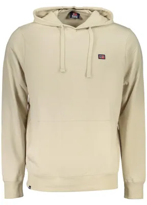 Produktbild von Beiges Herren-Sweatshirt mit Kapuze und Tasche - Norwegen 1963 Stil