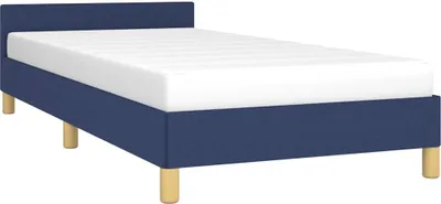 Obrázek produktu pro vidaXL Rám postele s čelem bez matrace Modrá látka 90x200 cm