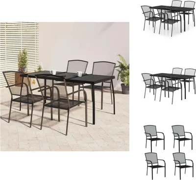 Immagine prodotto di vidaXL Set da pranzo da giardino 5 pezzi in acciaio antracite - Set di mobili da giardino
