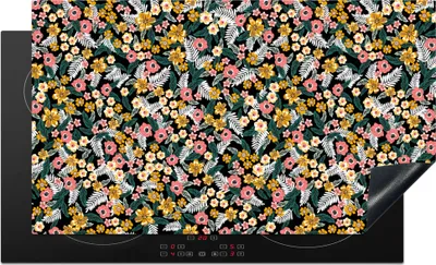 Produktbild von KitchenYeah© Herdabdeckplatte Blumen - Regenbogen - Muster , 91x52cm, Küche Deko, Glaskeramikkochfeld Herdabdeckung, Abdeckplatte fùr Kochfeld