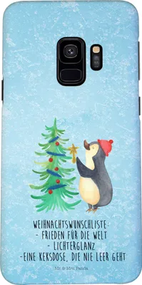 Produktbild von Mr. & Mrs. Panda Samsung Galaxy S9 Handyhülle Pinguin Weihnachtsbaum - Eisblau - Geschenk, Cover, Hülle, Smartphone, Winter, Weihnachten, Handy Schutzhülle