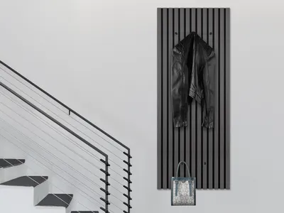 Produktbild von Akustikpaneel Garderobe in Schwarz, Wandgarderobe für Eingangsbereich und Flur