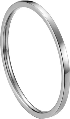 Produktbild von Frauen Mode Glatte Dünne Titan Stahl Band Finger Ring Hochzeit Schmuck Geschenk-Silber,US 9