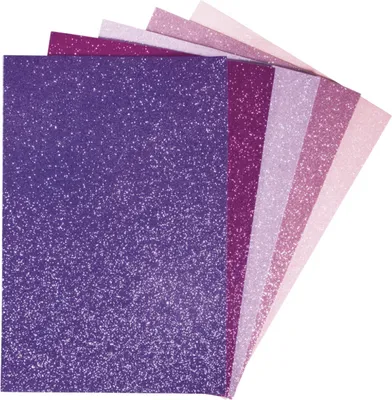 Produktbild von Moosgummi mit Glitter pink-violett sortiert, 5 Stück