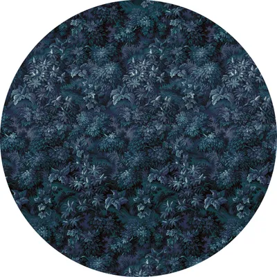 Produktbild von Sanders & Sanders selbstklebende runde Tapete Blätter Dunkelblau Ø 125 cm