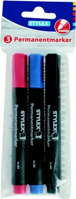 Produktbild von Stylex 48100, Schwarz, Blau, Rot, Rundspitze, 5 mm, Sichtverpackung, 3 Stück(e)