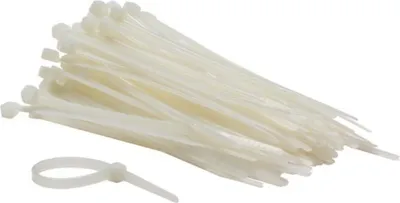 Produktbild von Perel Weiße Nylon-Kabelbinder, 100 Stück, 120 x 4,6 mm, UV-beständig, selbstsichernd, 23 kg