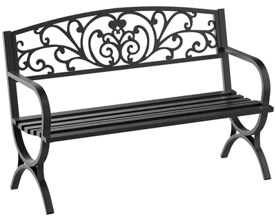 Produktbild von Schwarze Garten-/Terrassenbank aus Gusseisen, 3 Sitze, 127 x 60 x 85 cm, max. Belastbarkeit 240 kg