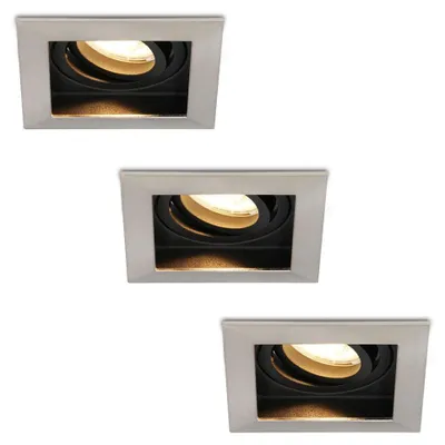 Image de HOFTRONIC - Spot LED encastrable carré 4W 345lm 2700K GU10 inox orientable dimmable