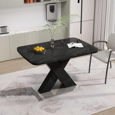 Produktbild von STILVORA Rechteckiger Esstisch mit Teleskopdesign,Wohnzimmertisch Küchentisch für 4-6 Personen,Beistelltisch Sofatisch mit X-Tischbeine,Schwarz
