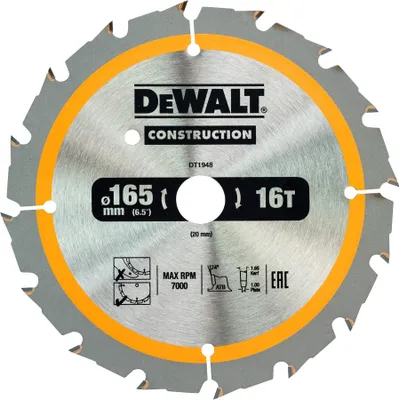 Produktbild von DeWalt Kreissägeblatt Akku 165/20 mm 16WZ