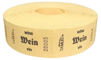 Produktbild von Bonrolle WEIN gelb dreisprachig 1000 perforierte Abrisse fortlaufend nummeriert