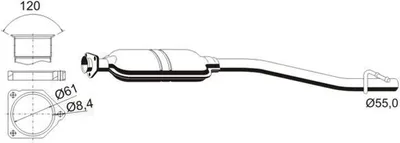 Produktbild von VEGAZ MS-331ERNS Mittelschalldämpfer Schalldämpfer passend für MERCEDES-BENZ C-Klasse Limousine (W203) C-Klasse T-modell (S203)
