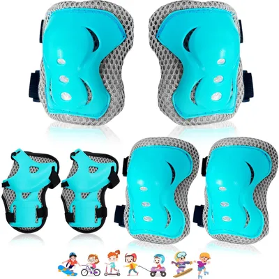 Imagen del producto de Kit de protección para niños, que incluye protectores para rodillas, codos y muñecas, compuesto por 6 piezas, para niños de 3 a 12 años