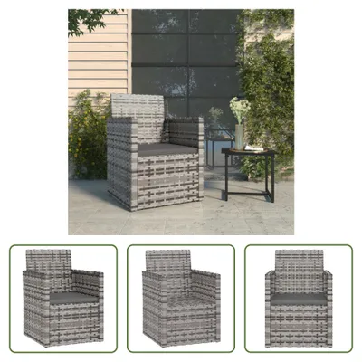 Produktbild von The Living Store Gartensessel mit Kissen Grau Poly Rattan
