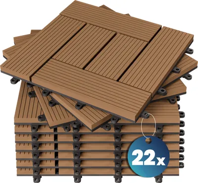 Produktbild von CASARIA WPC Fliesen 30x30 cm 22er Set 2m? Stecksystem Drainage Zuschneidbar Terrasse Balkon Garten klick Mosaik Terrakotta