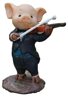 Miniatur-Fee-Garten-Schwein Figur, Geigerin, Harz, 5 cm