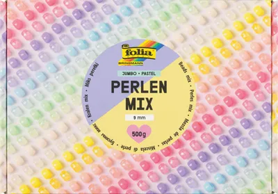 Produktbild von folia Acrylperlen Pastel Jumbo Pack, 7 Farben, opak & transparent mit Glitter, Ø 9 mm, 500 g
