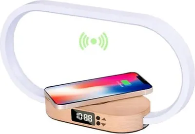Produktbild von 10 -W -Nachtlampe Schnelle Ladefunktion LED SMART SALM Wecker Tisch Berühren Sie dimmbare Nachtleuchte Wach -Aufholzdisplay USB