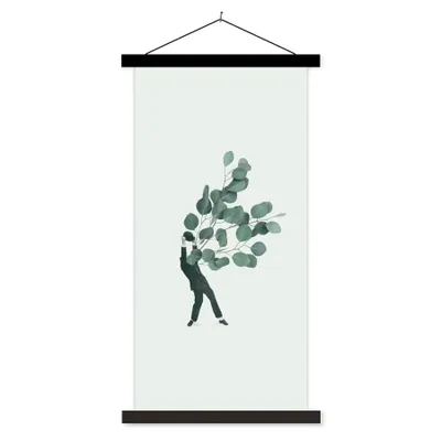 Produktbild von MuchoWow® Textilposter Ballon - Mann - Retro 40x80 cm mit schwarzem Rahmen - Wandemalerei