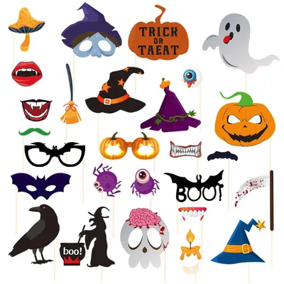 Halloween Foto-Requisiten, 27-teilig, Grusel-Deko für Fotobox