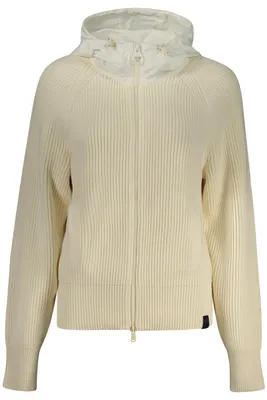 Produktbild von Weiße Damen-Strickjacke mit Kapuze und Reißverschluss, nachhaltig
