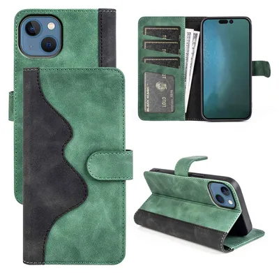 Image de Étui de protection en simili cuir vert pour Apple iPhone 14 Plus