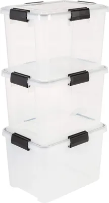 Produktbild von Iris Ohyama Luftdichte Kunststoff-Aufbewahrungsboxen mit Deckel, 20L, 3er-Set, T