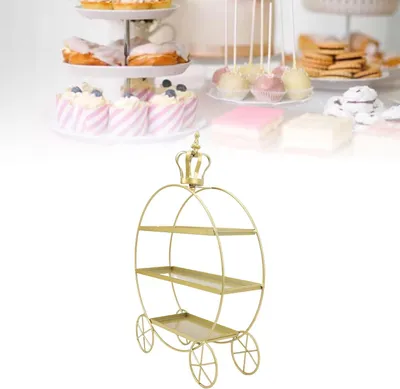 Produktbild von 3-stöckige Servierplatte und Kuchenständer – vielseitiger Halter für Cupcakes bei Teepartys, Geburtstagen und Veranstaltungen – elegantes Servierdisplay für Desserts und Leckereien