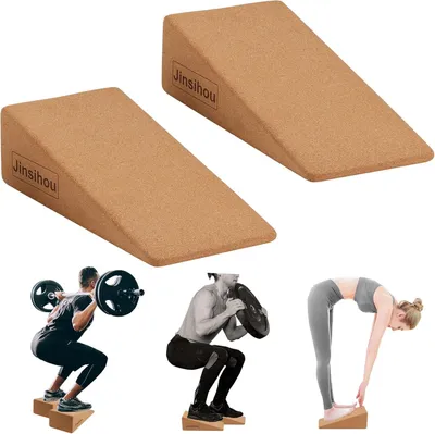 Produktbild von Kuitstretcher Set von 2 Antislip Kork Yoga Beinstrecker Knieschoner - Dehnen von Muskeln und Faszien - Schlitztbrett - Mobilisationskeil für Kniebeugen - Kreuzheben