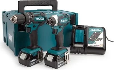Produktbild von Makita DLX2131TJ, Akkuschrauber, Schwarz, Türkis, 62 Nm, 600 RPM, 28500 RPM, 3,8 cm
