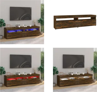 Produktbild von vidaXL TV Schrank mit LED Leuchten 2 Stk. Räuchereiche 75x35x40 cm - TV-Schrank - TV-Schränke - TV-Möbel - TV-Ständer
