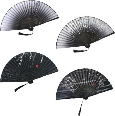 Produktbild von Famanu Faltbarer Handfächer mit Quasten - Set von 4