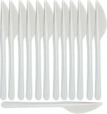 Image de Couteaux en plastique réutilisables blancs, lot de 100