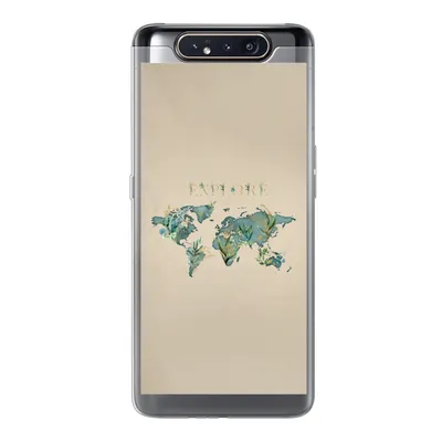 Produktbild von MuchoWow® Handyhülle Schutzhülle Hülle für Samsung Galaxy A80 Weltkarte - Pflanzen - Wasser Silikon Softcase Handy Hülle - Schutzdeckel